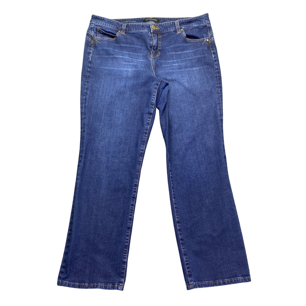 Liverpool Hugger Straight Leg Jeans Womens 18W Dark Wash Stretch Denim Grunge